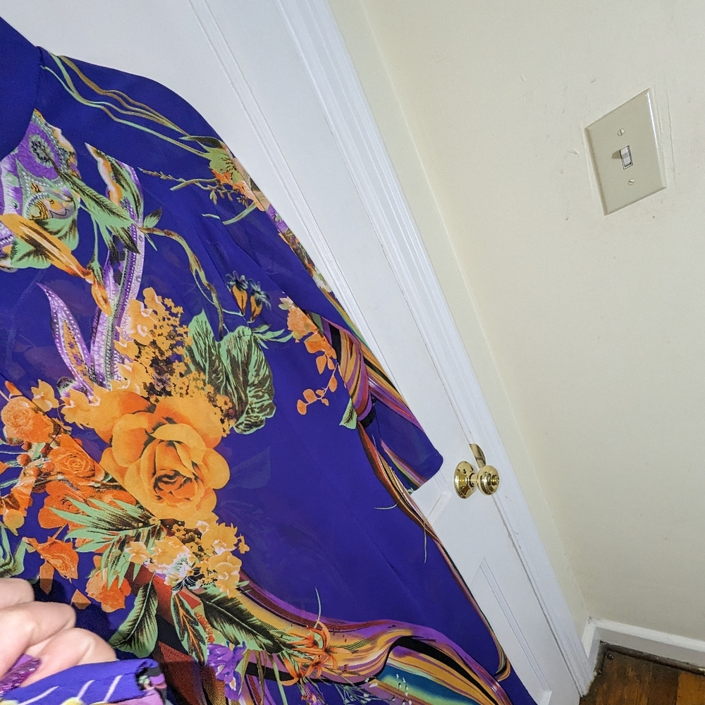 Vintage floral purple cheongsam dress - Picture 2 of 4